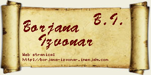 Borjana Izvonar vizit kartica